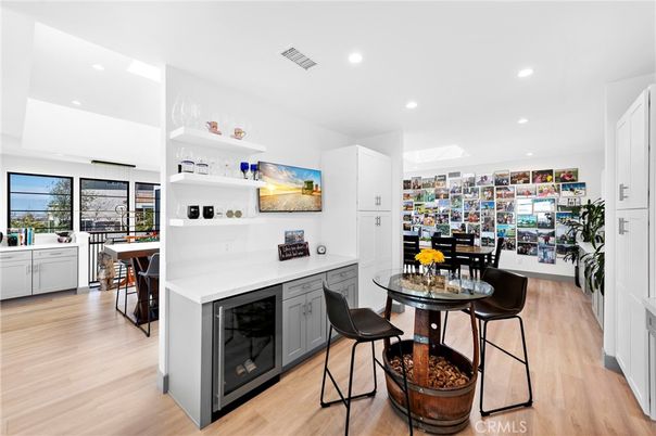 Dining room, Interior, Kitchen, Recessed Lighting, Wood Texture Flooring