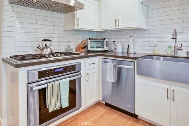 Interior, Kitchen, Stainless Steel Appliances, Wood Texture Flooring