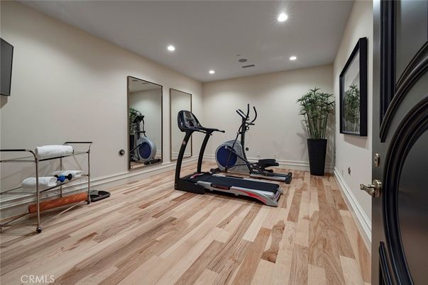 Fitness Equipment, Interior, Recessed Lighting, Wood Texture Flooring
