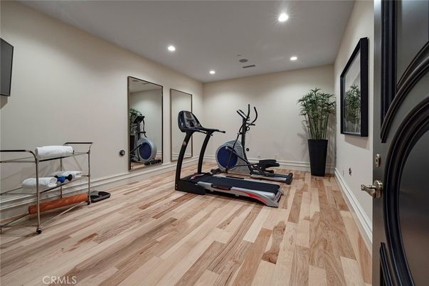 Fitness Equipment, Interior, Recessed Lighting, Wood Texture Flooring