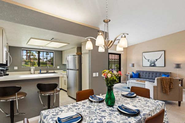 Dining room, Interior, Kitchen, Living room, Pendant Lights, Stainless Steel Appliances