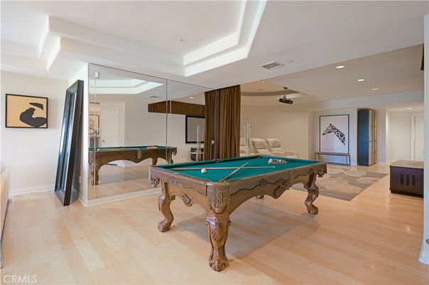 Billiard Table, Game Room, Interior, Recessed Lighting, Wood Texture Flooring