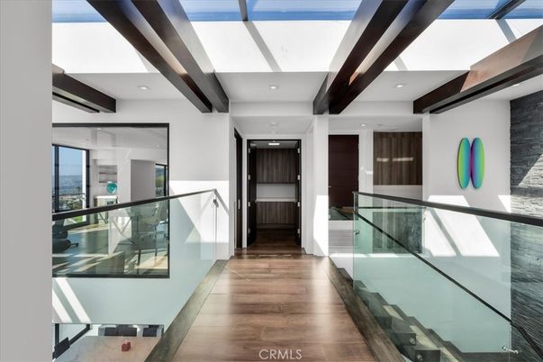 Glass Ceilings, Interior, Recessed Lighting, Wood Texture Flooring