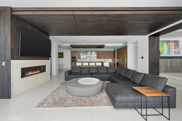 Fireplace, Interior, Kitchen, Living room, Recessed Lighting
