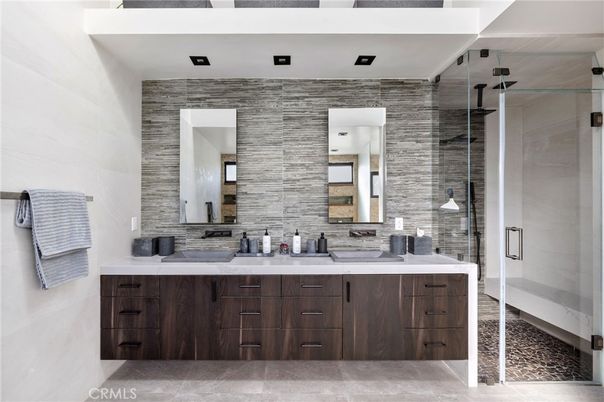 Bathroom, Dual Sink Vanities, Glass Shower, Interior