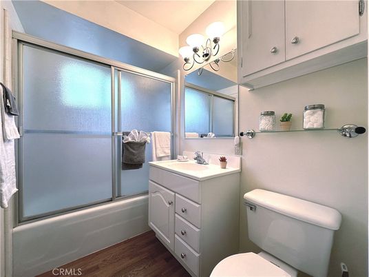 Bathroom, Glass Shower, Interior, Wood Texture Flooring
