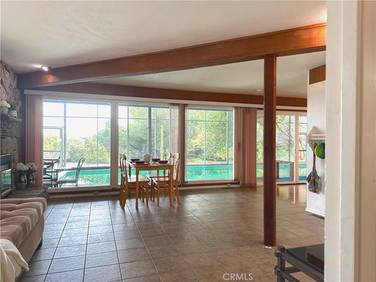 Dining room, Fireplace, Interior, Stone Walls, Wooden Beams