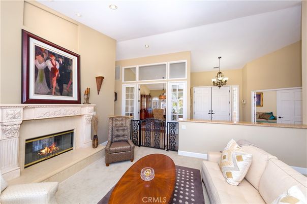 Chandelier, Fireplace, Interior, Living room, Recessed Lighting