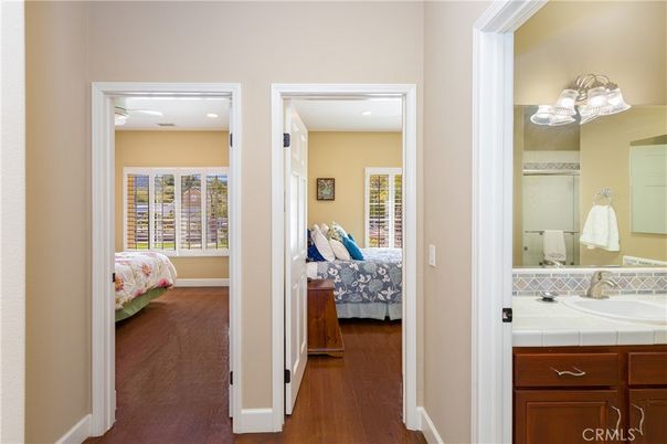 Bathroom, Bedroom, Interior, Recessed Lighting, Tile Countertops, Wood Texture Flooring