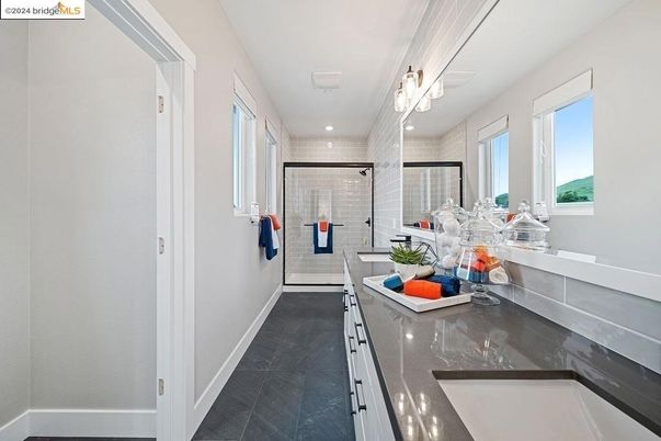 Bathroom, Dual Sink Vanities, Glass Shower, Interior, Recessed Lighting