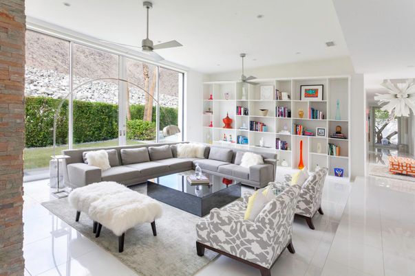 Interior, Living room, Recessed Lighting, Stone Walls