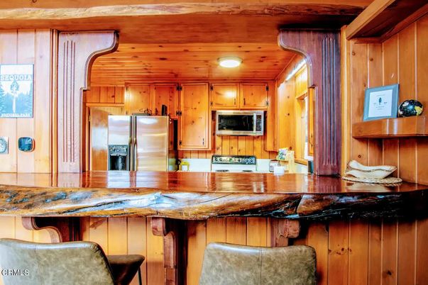 Interior, Kitchen, Recessed Lighting, Stainless Steel Appliances, Wooden Ceilings, Wooden Walls