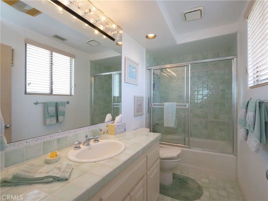 Bathroom, Glass Shower, Interior, Recessed Lighting, Tile Countertops