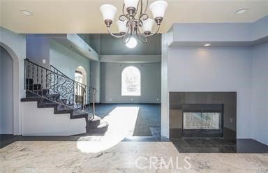 Chandelier, Fireplace, Interior, Marble, Recessed Lighting