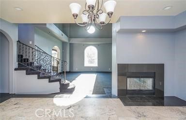 Chandelier, Fireplace, Interior, Marble, Recessed Lighting
