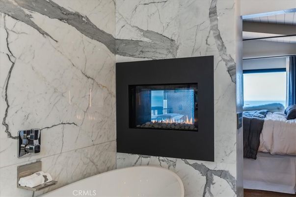 Bathroom, Fireplace, Interior, Marble Walls, Water