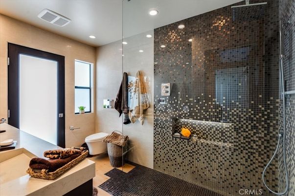Bathroom, Glass Shower, Interior, Recessed Lighting