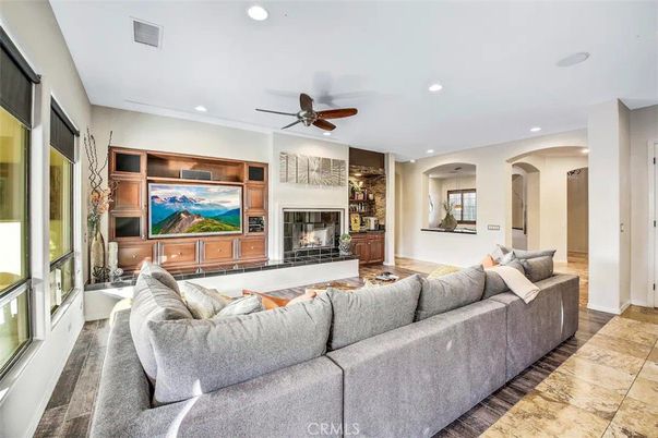 Fireplace, Interior, Living room, Recessed Lighting