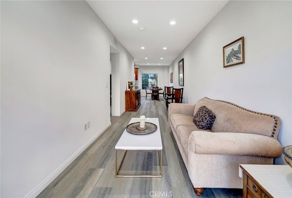 Dining room, Interior, Living room, Recessed Lighting, Wood Texture Flooring
