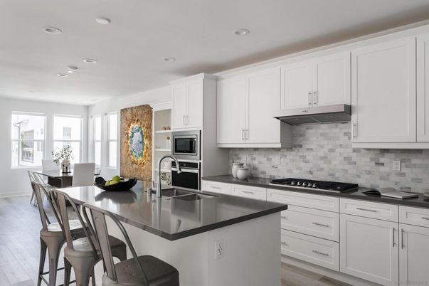 Dining room, Interior, Kitchen, Recessed Lighting, Stainless Steel Appliances, Wood Texture Flooring