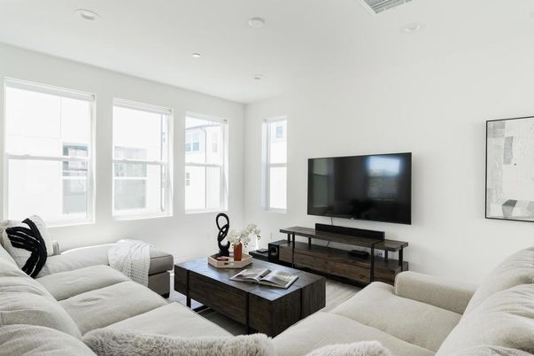 Interior, Living room, Recessed Lighting, Wood Texture Flooring