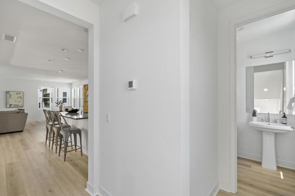 Interior, Kitchen, Living room, Recessed Lighting, Wood Texture Flooring
