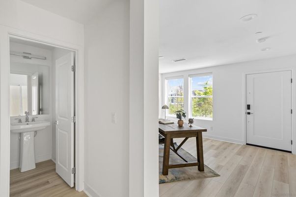Bathroom, Home Office, Interior, Recessed Lighting, Wood Texture Flooring