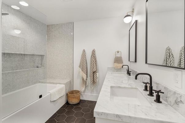 Bathroom, Glass Shower, Interior, Recessed Lighting