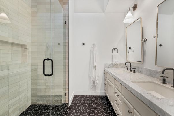 Bathroom, Dual Sink Vanities, Glass Shower, Interior