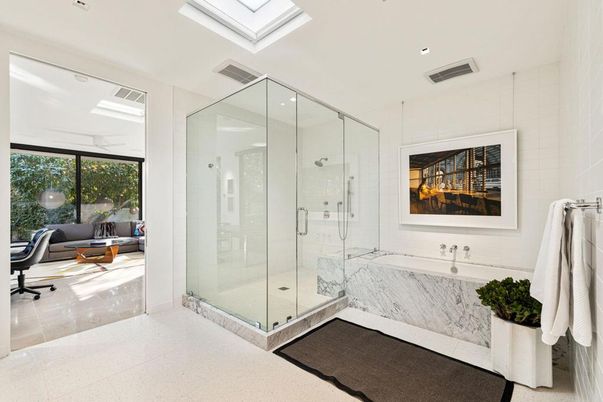Bathroom, Glass Shower, Interior, Recessed Lighting
