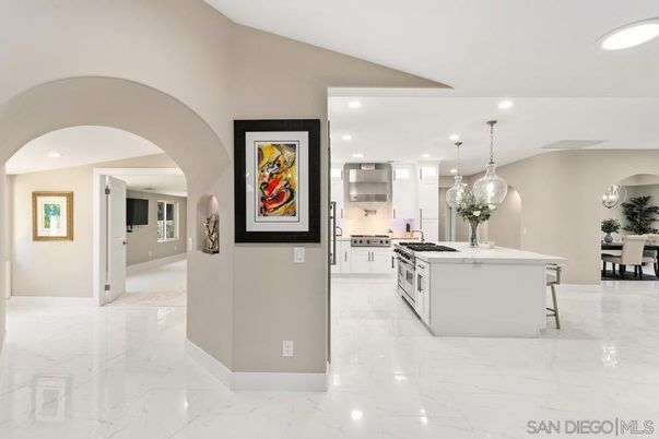 Interior, Kitchen, Marble, Pendant Lights, Recessed Lighting