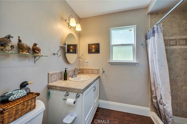 Bathroom, Interior, Tile Countertops, Wood Texture Flooring