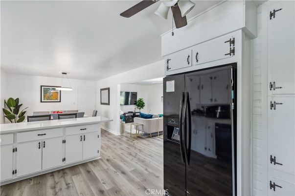 Dining room, Interior, Kitchen, Living room, Pendant Lights, Wood Texture Flooring