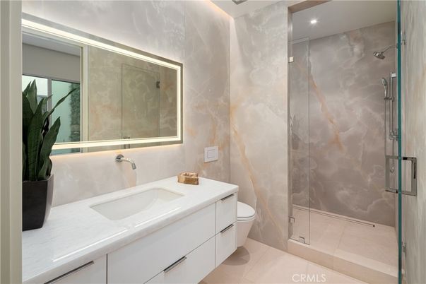 Bathroom, Glass Shower, Interior, Recessed Lighting