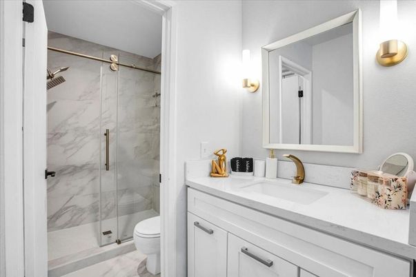 Bathroom, Glass Shower, Interior, Marble, Marble Walls