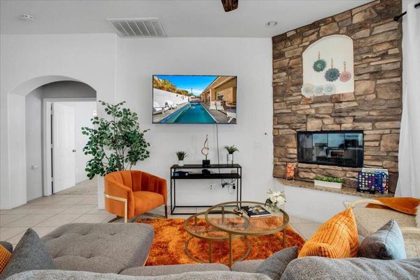 Fireplace, Interior, Living room, Stone Walls