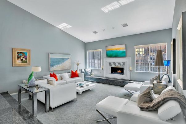 Fireplace, Interior, Living room, Recessed Lighting