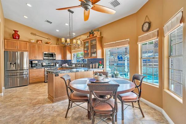 Dining room, Interior, Kitchen, Recessed Lighting, Stainless Steel Appliances