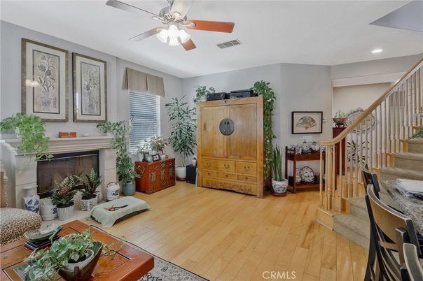 Fireplace, Interior, Recessed Lighting, Wood Texture Flooring