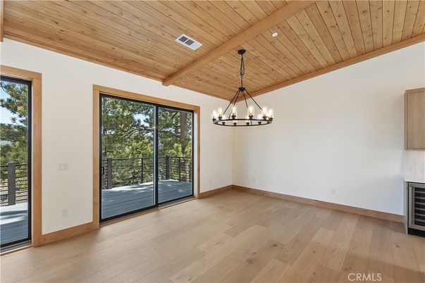 Chandelier, Empty room, Interior, Wooden Beams, Wooden Ceilings, Wood Texture Flooring