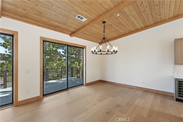 Chandelier, Empty room, Interior, Wooden Beams, Wooden Ceilings, Wood Texture Flooring