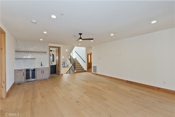 Empty room, Interior, Kitchen, Recessed Lighting, Wood Texture Flooring