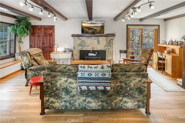 Fireplace, Interior, Living room, Wooden Beams, Wood Texture Flooring