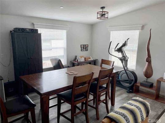 Dining room, Fitness Equipment, Interior, Recessed Lighting, Wood Texture Flooring