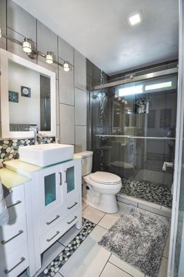 Bathroom, Glass Shower, Interior, Recessed Lighting