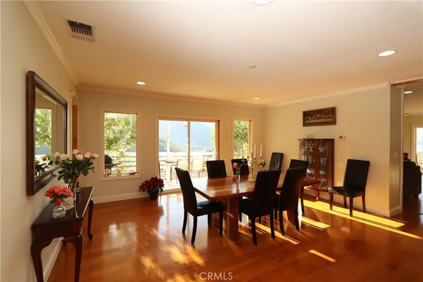 Dining room, Interior, Recessed Lighting, Wood Texture Flooring