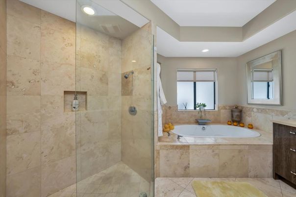 Bathroom, Glass Shower, Interior, Recessed Lighting