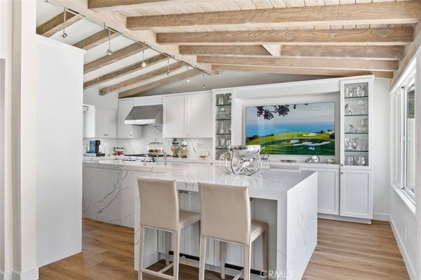 Interior, Kitchen, Marble Walls, Water, Wooden Beams, Wooden Ceilings, Wood Texture Flooring
