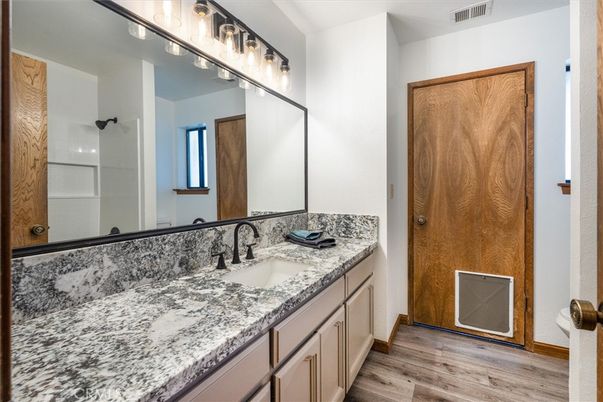 Bathroom, Dual Sink Vanities, Interior, Wood Texture Flooring