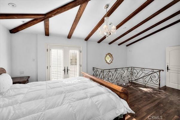 Bedroom, Interior, Recessed Lighting, Wooden Beams, Wood Texture Flooring